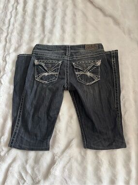 Silver Jeans Dark Gray Cropped Jeans with Embroidered Back Pockets